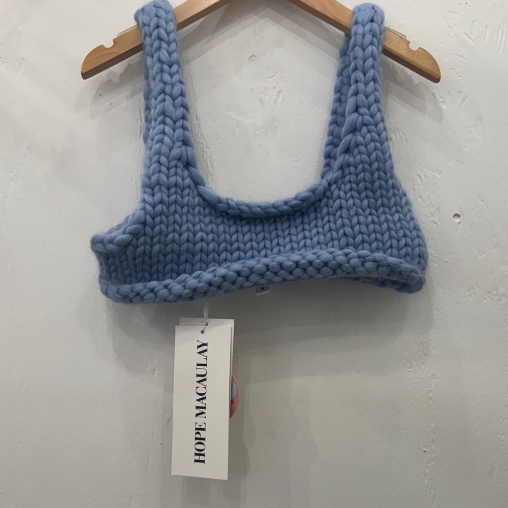 Hope Macaulay Blue Knit crop top